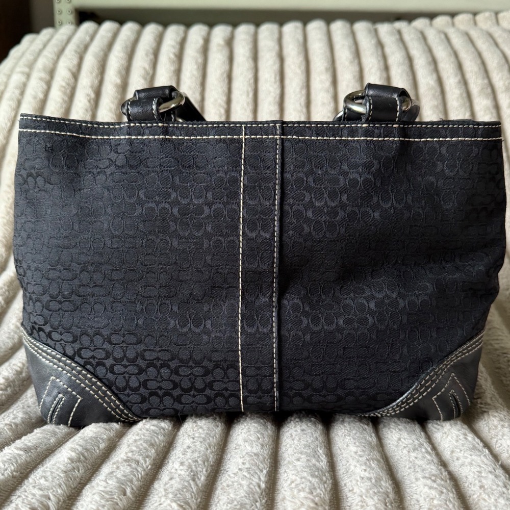 Coach Signature Soho Jacquard Satchel Black Leather Buckle Bag C05S-3646 - Picture 2 of 14